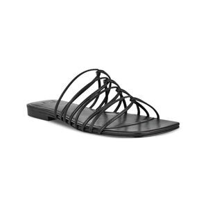 MARC FISHER LTD Womens Black Marcio Slip On Leather Slide Sandals Shoes 9.5 M